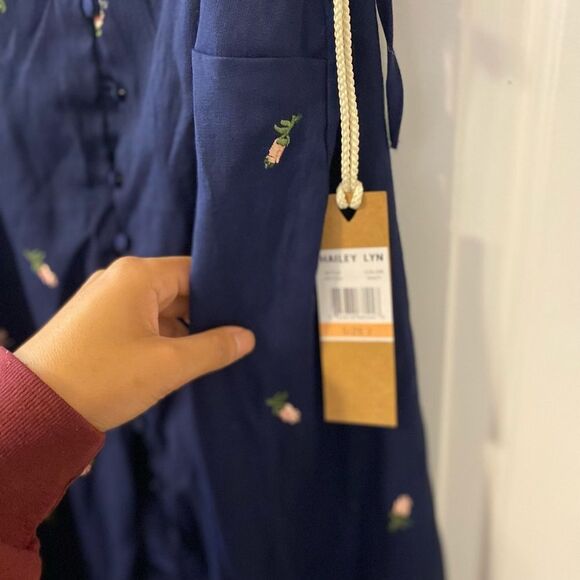 Hayley Lynn navy blue Summer dress size 2 - Picture 4 of 5